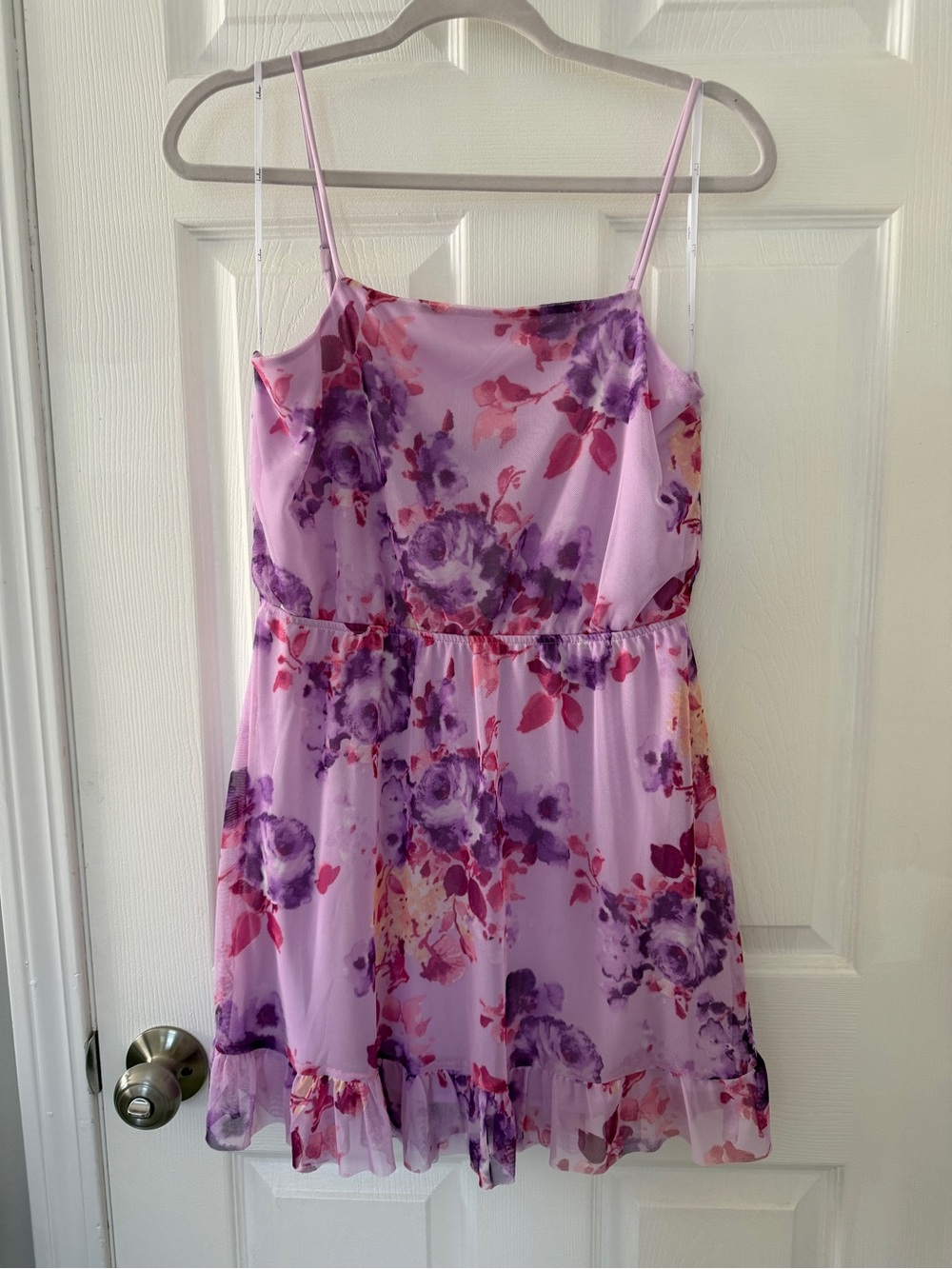 Lulu's Lavender Floral Spaghetti-Strap Dress